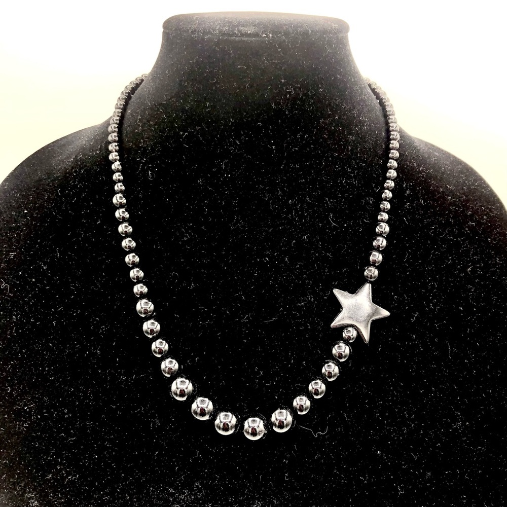 80’s style Black Beaded STAR NECKLACE